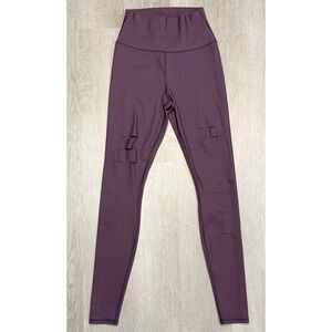 ALO Yoga High Waist Ripped Warrior Distressed Leggings Women Size Small Mauve